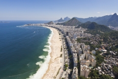 Aerial view of dangerous and deadly rip currents along the coastline of Rio de Janeiro, Brasil.